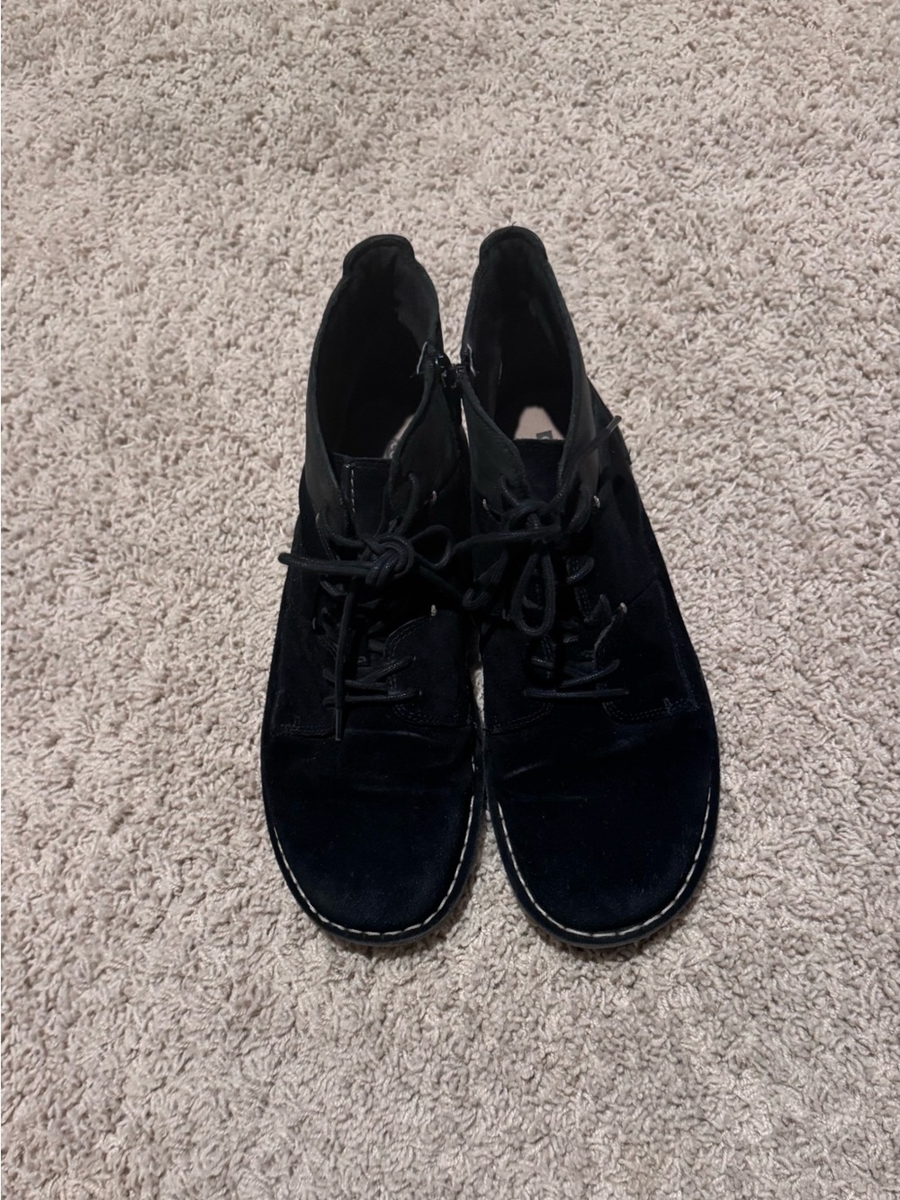 Clarks Tamitha Black Suede Chukka Boots with Lace-Up Detail